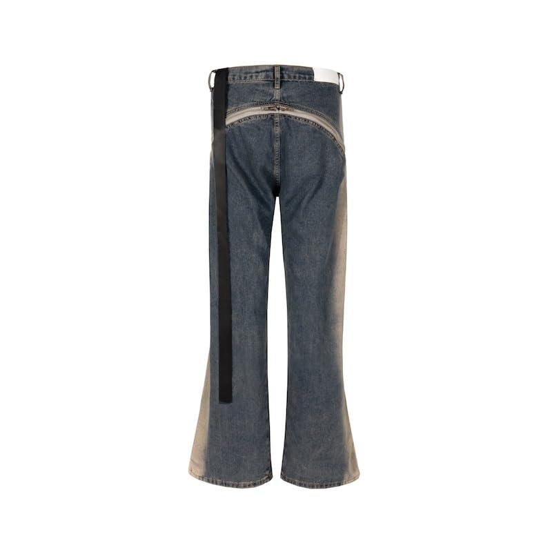 Contrast Colored Pants, Unisex Gradient Flared Stacked Floor Mopping Jeans2