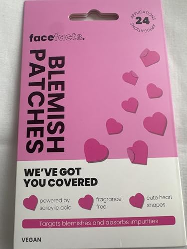 Face facts Blemish Patches, 24 Count, Heart-Shaped Spot Treatment, Pink