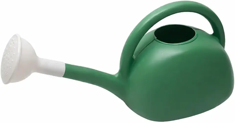 Regador De Plástico Verde E Branco 4,8 Litros Com Alça E Bico Longo Modelo Bojudo