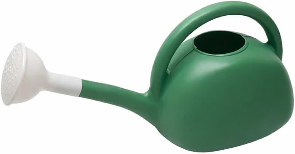 Regador De Plástico Verde E Branco 4,8 Litros Com Alça E Bico Longo Modelo Bojudo