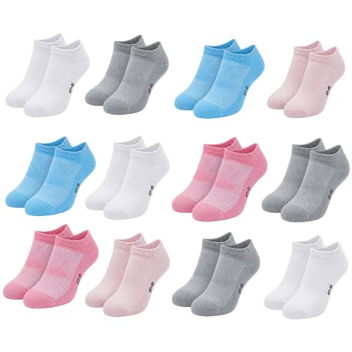 Nakloe - 12 Paires - Chaussette fille - Chaussette enfant - Soquette enfants coton et respirantes (22-26R)