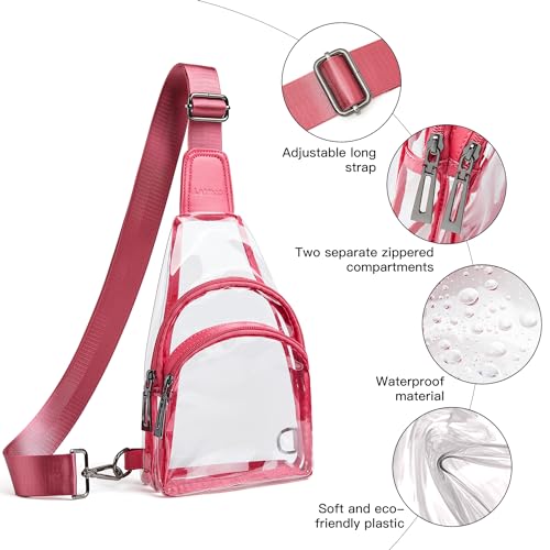 Image of LATMAP Clear Bag for Stadium Events 12x6x12 Clear Purse with 3-Zipper Pockets Crossbody Handbag Tote for Concerts Sports