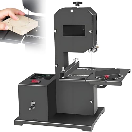 RETRIN Máquina Cortadora Multifuncional Sierra de Cinta 800W Profesional para Carpintería - Mesa Inclinable 0-45°,Altura de Corte 70 mm,para Cortar,Pulir,Amolar y Lijar Madera,Espuma y Metales