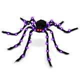 Thuodo 6.6 FT Giant Halloween Light Up Spider, Purple Glowing Hairy Spider