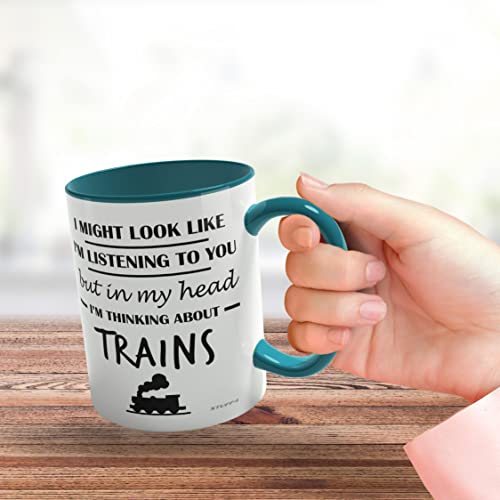 Stuff4 Steam Train Gifts for Men, in My Head I'm Thinking About Trains Mug - Image 3