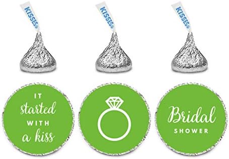 Andaz Press Chocolate Drop Labels Trio, Fits Kisses, Wedding Bridal Shower, Kiwi Green, 216-Pack