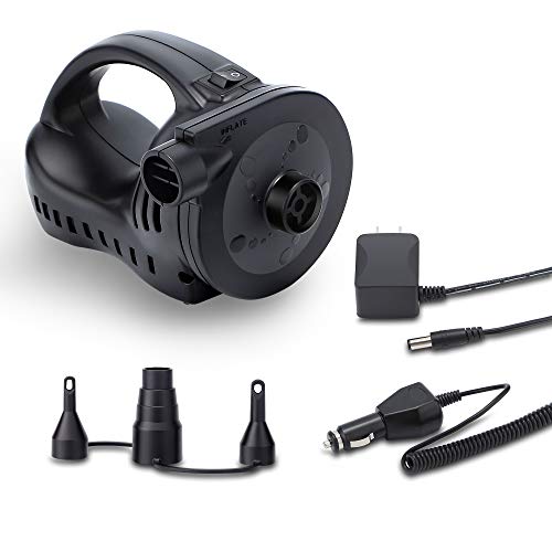 NuLink Electric Portable Quick-Fill Air Mattress Pump for Pool Floats, Rechargeable Inflator Deflator, 110V AC & 12V DC Adapter