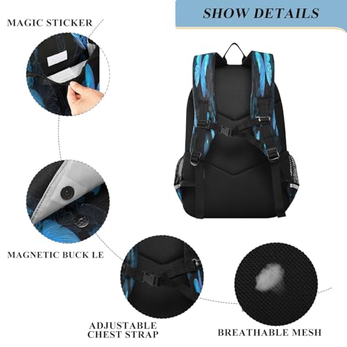Sac à dos ordinateur portable enfant bleu cartable papillons