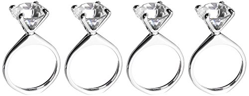 Elegance Silver 87321 Diamond Design Silver Plated Napkin Ring (Pack of 4)