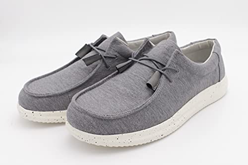 Mens Hola Canvas Upper Fashion Slip On Loafers Washed Grey4