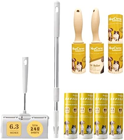 Large Surface Lint Roller Extra Sticky with Extendable Long Handle Dust-Proof Cover 6.3'' Wider 240 Sheets, Lint Rollers for Pet Hair Extra Sticky 400 Sheets