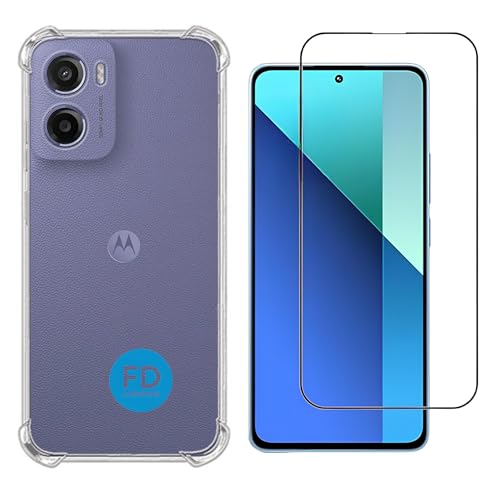 Kit Capa Capinha Anti-Impacto Premium Transparente + Película de Cerâmica 9D ou Privacidade 9D para Motorola Moto G05 - FD Acessórios. (Capa + Película Cerâmica 9D)