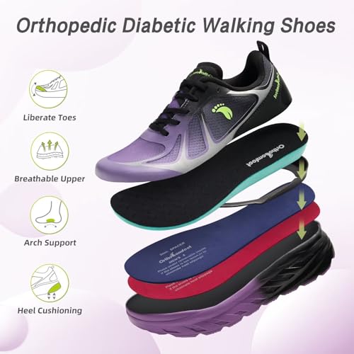 Women's Orthopedic Diabetic Arch Support Wide Running Shoes: Comfortable High Arch Orthotic Casual Plantar Fasciitis Sports Sneakers3