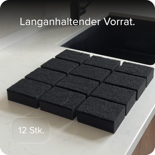 blackswedenhome. SVAMP Schwamm 12 Stück Küchenschwamm Schwarz - Spülschwamm Schwarz, Langlebig und Universell Einsetzbar - Geschirrschwamm, Putzschwamm mit Scheuervlies 3