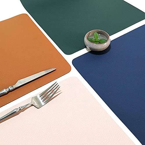 Set de table en cuir PU chic marron et vert isolant pour repas élégant