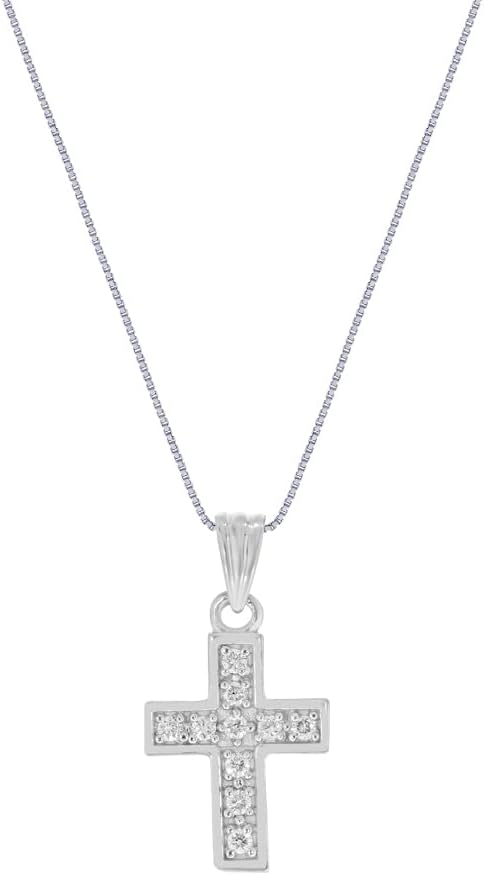 La Joya Diamond Cross Necklace for Women | 1/20-1 Carat Lab Created Diamond Cross in 925 Sterling Silver | Accompanied by an Adjustable Silver Chain | Variety of Designs to Choose From