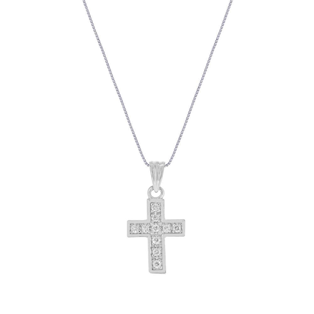 La JoyaLab Grown Diamond Cross Necklace For Women | GH Color VS/SI Clarity 1/20-1 CT. TW. Diamond Pendant Necklace in 925 Sterling Silver | Various Designs to Choose From