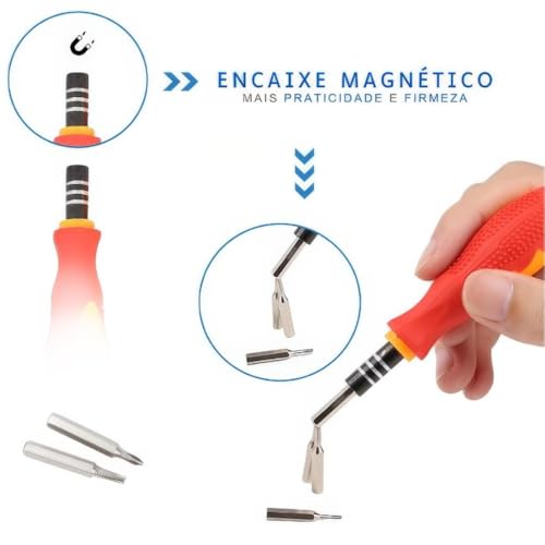 Kit de Ferramentas de Precisão com 30 Pontas Intercambiáveis, Chaves Fenda, Torx e Philip, Estojo Co
