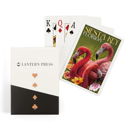 Lantern Press Siesta Key, Florida, Flamingos, Naipes Póker