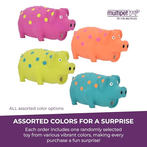 Multipet's 9-Inch Latex Polka Dot Globlet Pig Dog Toy, Assorted Colors, Large