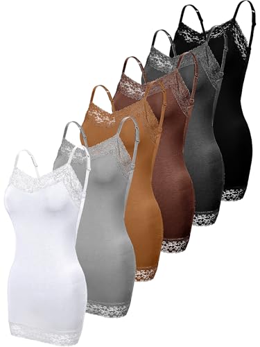Bencailor 6 Pcs Women's Long Tank Tops, Long Camisole Workout Tops for Adjustable Spaghetti Strap Women Camis Undershirts3