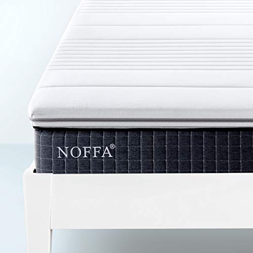 NOFFA Topper Colchón Viscoelástico de Memory Foam | Cubrecolchón de 5 cm de Grosor, Sobrecolchón con Funda Suave Extraíble y Lavable (120 x 190 x 5 cm)