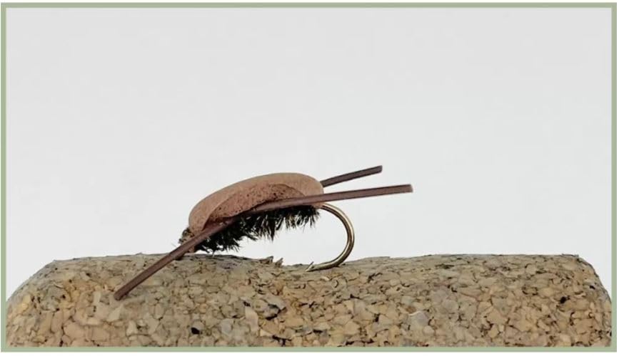 Brown Foam Beetles Trout Flies, Gum Beetles, great movement choice of sizes, Best Beetle Flies, Surface fishing flies (6, 12)