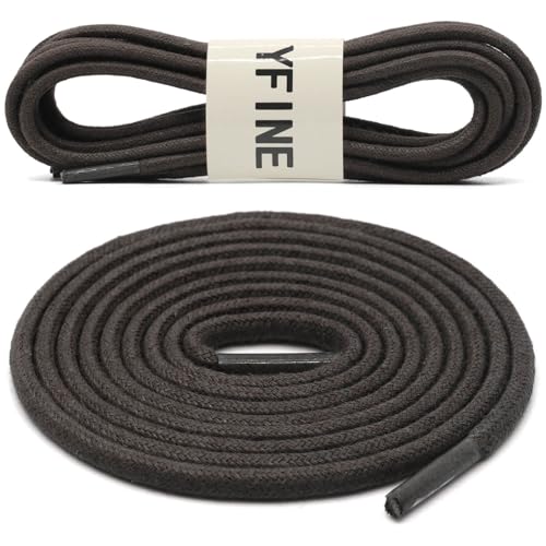 Image of YFINE Waxed Round Shoe Laces: 2 Pairs Oxford Shoelaces for Dress Shoes Boot | 4mm Thick, 20 Colors, 24 inch-71 inch, for Business Footwear, Chukka Boots, Men & Women