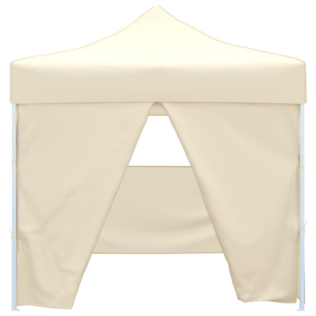 Tienda plegable con 4 paredes, 3 x 3 metros, blanco crema, pabellón plegable para eventos al aire libre, fiestas en el jardín y fiestas con estructura de acero resistente y techo Oxford 600D