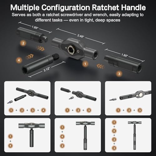 Image of 42 in 1 Magnetic Screwdriver Set, Ratcheting Precision Bit Driver with T Handle, Portable Carrying Case for DIY, Electronics, Bicycle and Furniture Repair