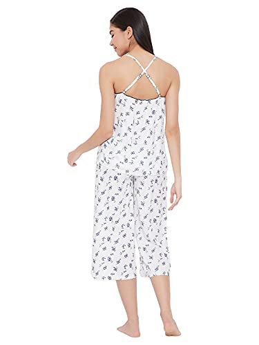 Image of Clovia Women's Rayon Pretty Floral Cami Top & Culottes