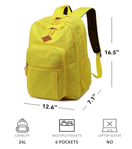 Image of abshoo Classical Basic Womens Travel Backpack For College Men Water Resistant Bookbag (Yellow)