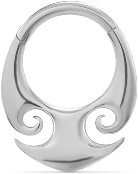PUNKYOUTH Minimalist Geometric Titanium Septum Clicker 16G Nose Ring Hoop Industrial Gothic Piercing Jewelry Cutout Crescent Scrollwork Claw Fang Twist Molten Drop Daith Earrings Cartilage Helix Rook Gift
