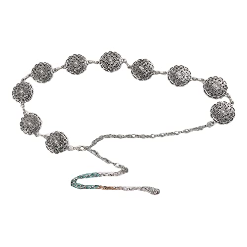 Ceinture de taille en métal texturé et perles de turquoise avec fermoir réglable