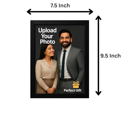 Image of Customized Photo Frame with Single image Upload | Personalized Gift for Birthday, Anniversary, Wedding, Couples, Friend | Black Wooden Frame (6x8 Inch, A4 Size)