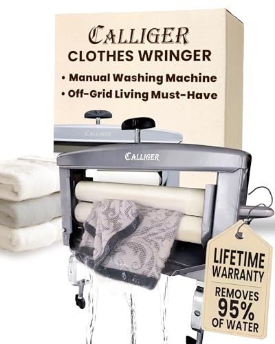 Calliger Clothes Wringer - Better Moisture Removal than Portable Washing Machine / Portable Dryer - Heavy Duty Off Grid Laundry Wringer | Perfect Towel Wringer for Chamois Cloth, Tile Sponge, etc.