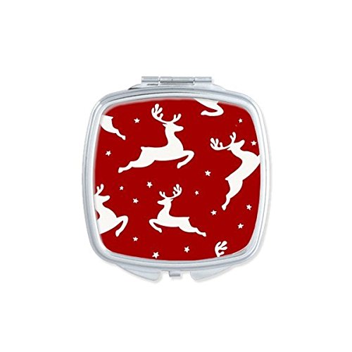 Miroir compact carré motif élan rouge petit miroir de maquillage portable pour sac