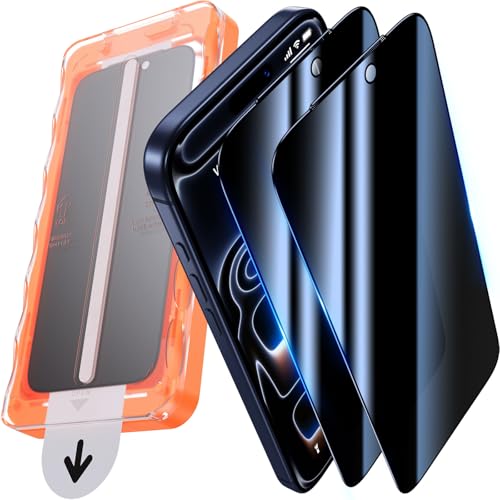UniqueMe für iPhone 17 Pro für Panzerglas Sichtschutz - Privacy Schutzfolie, Automatische Installation, Bruchsicher Militärniveau, Anti-Spy Folie, 2 Stück