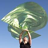 GREEN Metallic Angel Wing Catch the Fire Worship Flags (single layer; pair)