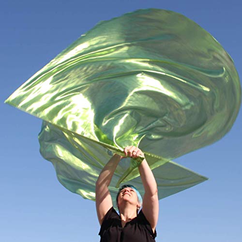 GREEN METALLIC Angel Wing from Catch the Fire Worship Flags, Praise & Worship Dance Flags, Prophetic Worship, Christian Dance in Church, Beautiful Single Layer, (2 ct), Flexible Poles