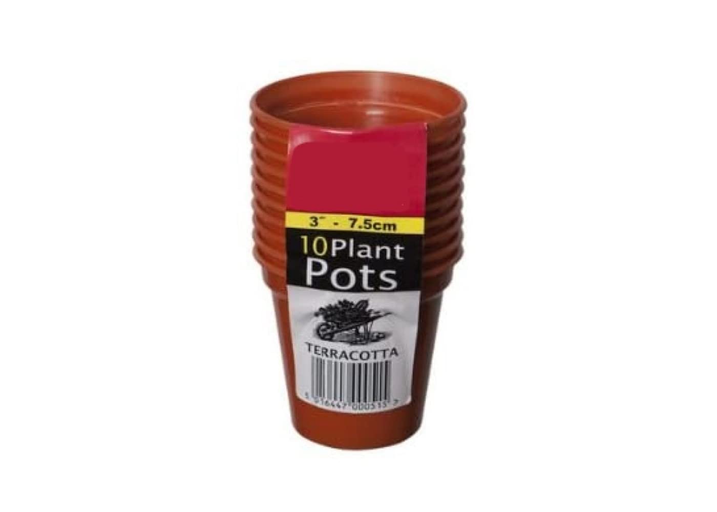 Fine Garden Red Nursery Terracotta Strong And Durable Plastic Plant Pots - Ideal For Cultivation, Cuttings Or Prickings - Available Various Sizes And Quantities - 7.5Cm Garden Pot Terracotta (Set Of 10)