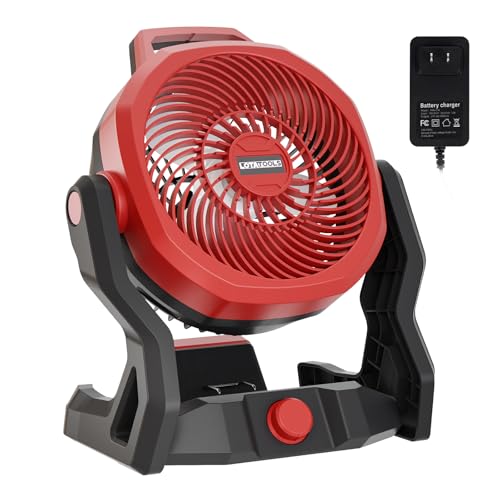 LotaTools Portable Fan Compatible with Milwaukee 18V Battery, 650 CFM Battery Operated Jobsite Fan, 30dB Low Noise, Ideal for Travel, Work, with Hidden Hook for Hanging