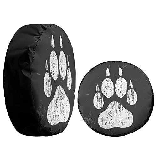 Image of Delerain Dog Paw Print Spare Tire Cover Wheel Protectors Sun Protector Waterproof for RV Trailer RV SUV Truck and Many Vehicle(13 Inch for Diameter 21 inch-23 inch)