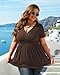 TIANZHU Plus Size Tops for Women Peplum Tunic Top Empire Waist Shirt Short Sleeve Babydoll Blouse Top Low Cut Brown XL
