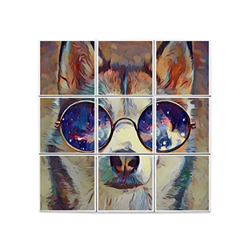 Carreaux céramique décoratifs 60x60cm fresque murale peinture husky multicolore