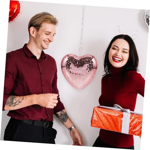 Colgante para Día de San Valentín en forma de corazón, espejo reflectante para fiesta disco, KTV y decoración de pasteles, bolas espejadas decorativas miniatura 4