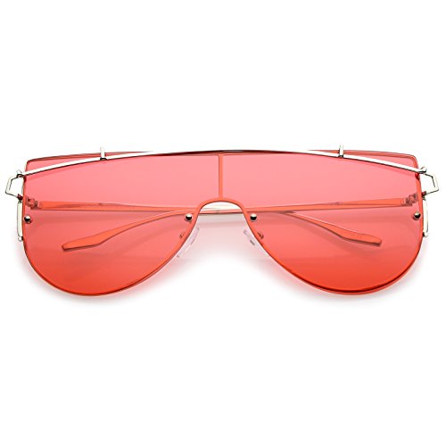zeroUV Futuristic Rimless Metal Crossbar Colored Mono Lens Shield Sunglasses 62mm