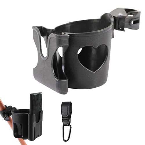 Pram Cup Holder Cup Holder for Pram Pram Accessories Pushchair Accessories with Phone Holder Coffee Stroller Holder Bike Cup Holder Pram Accessories Pushchair for Pram Buggy Bike(Black)