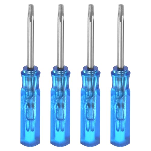 QUARKZMAN 4Pcs Mini Destornillador Torx T6 Magnético con Cabeza de Estrella de 45mm de Longitud para Reparación de Relojes, Gafas y Electrónica, Azul