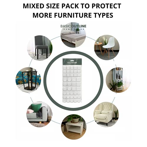 White Felt Furniture Pads Floor Protectors Felt pads for furniture feet Chair Pads Mixed Sizes (white, 42) - Image 2